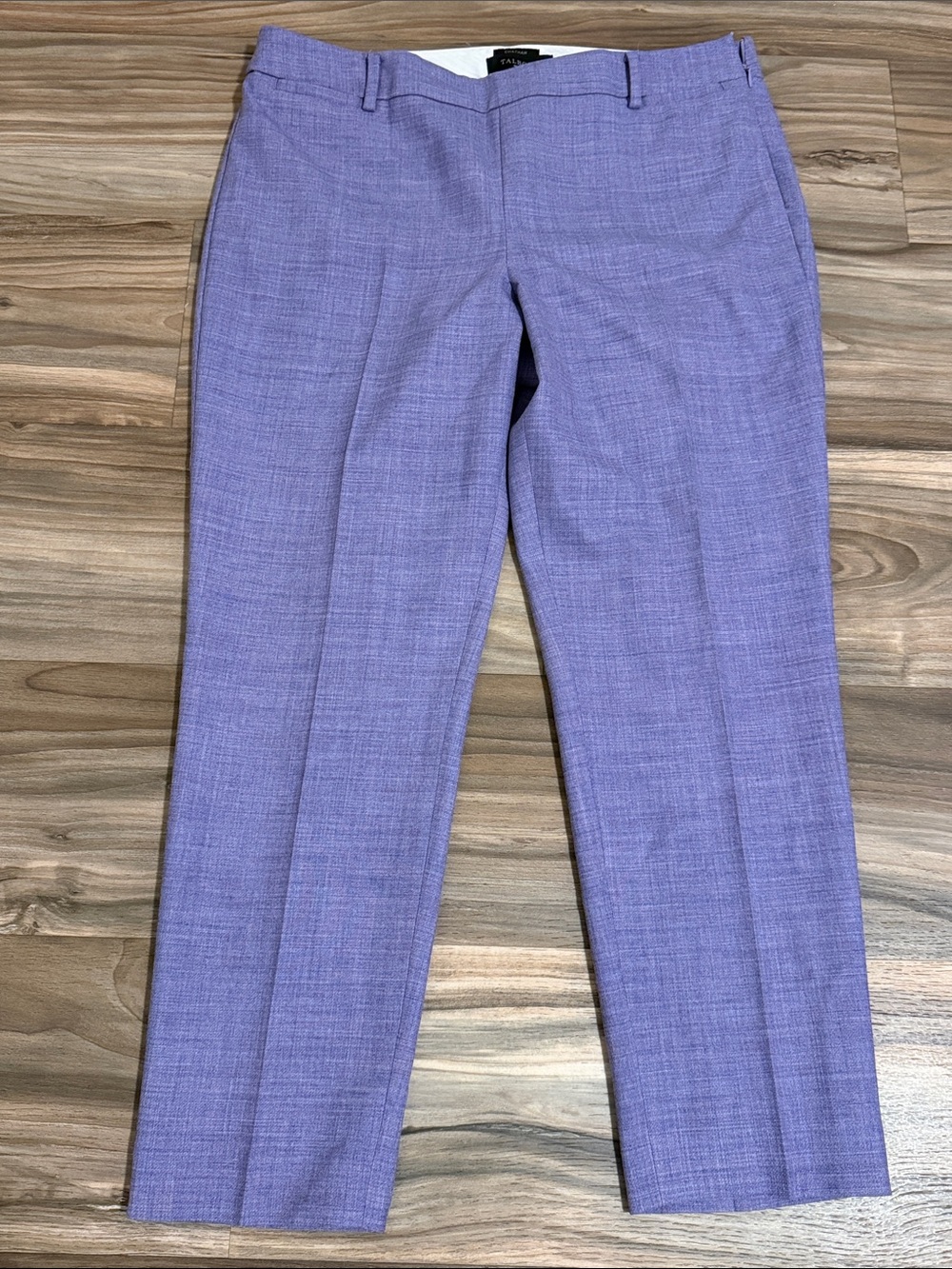 Talbots Chatham Pants Womens 12P Purple Wool Blend Straight Leg Side Zip Office